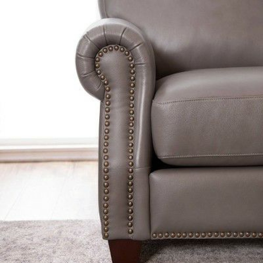 Logan Gray Leather Armchair Gray Abbyson Living | * Wholesale