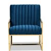 Janelle Velvet Fabric Upholstered Living Room Accent Chair Royal Blue/Gold Baxton Studio | * Best