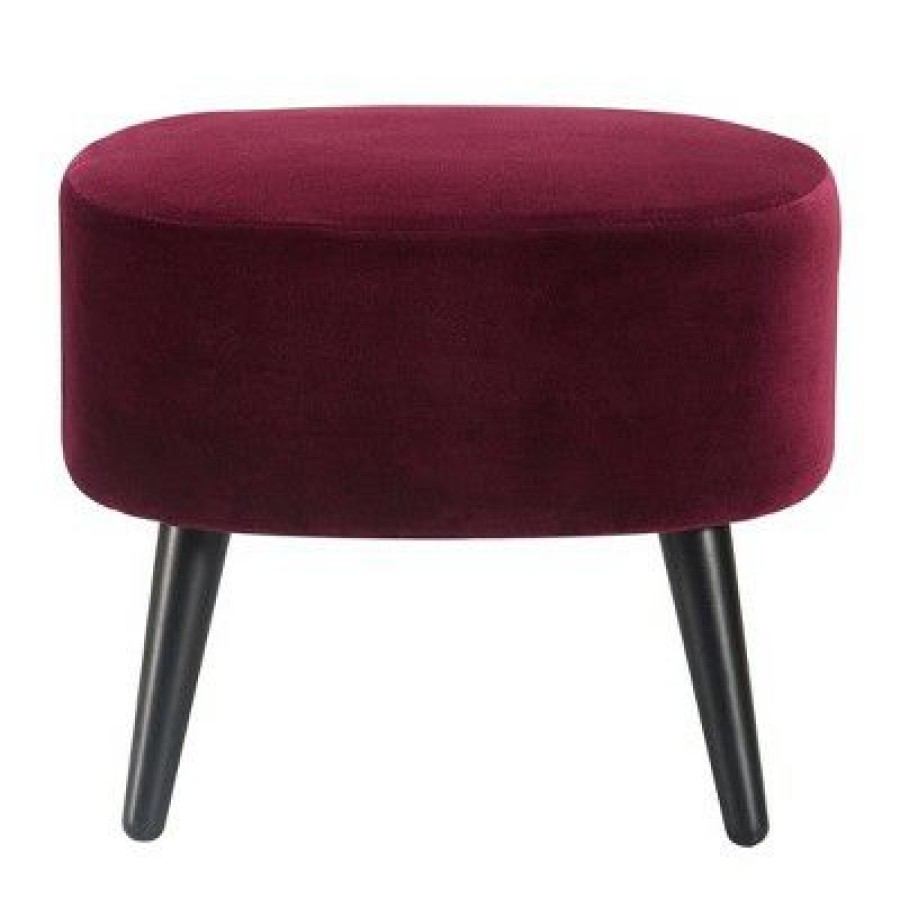 Nico Mid Century Modern Accent Chair And Ottoman Set French Merlot Red Velvet Adore Decor | * Hot