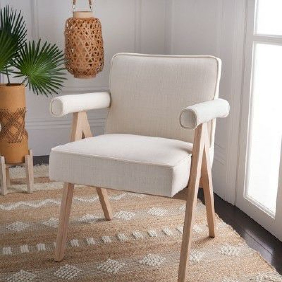 Suri Mid Century Arm Chair Bone/White Washed Safavieh | * Wholesale