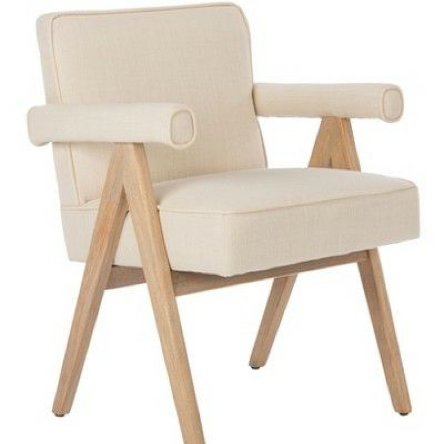 Suri Mid Century Arm Chair Bone/White Washed Safavieh | * Wholesale