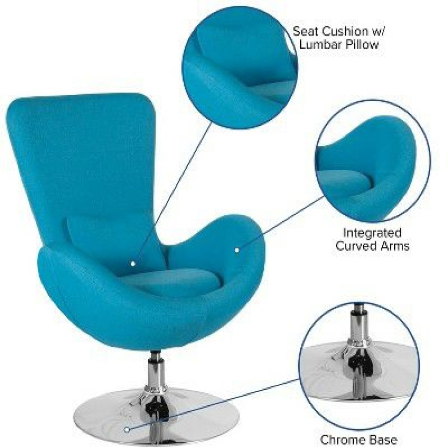 Flash Furniture Egg Series Side Reception Chair With Bowed Seat | * New