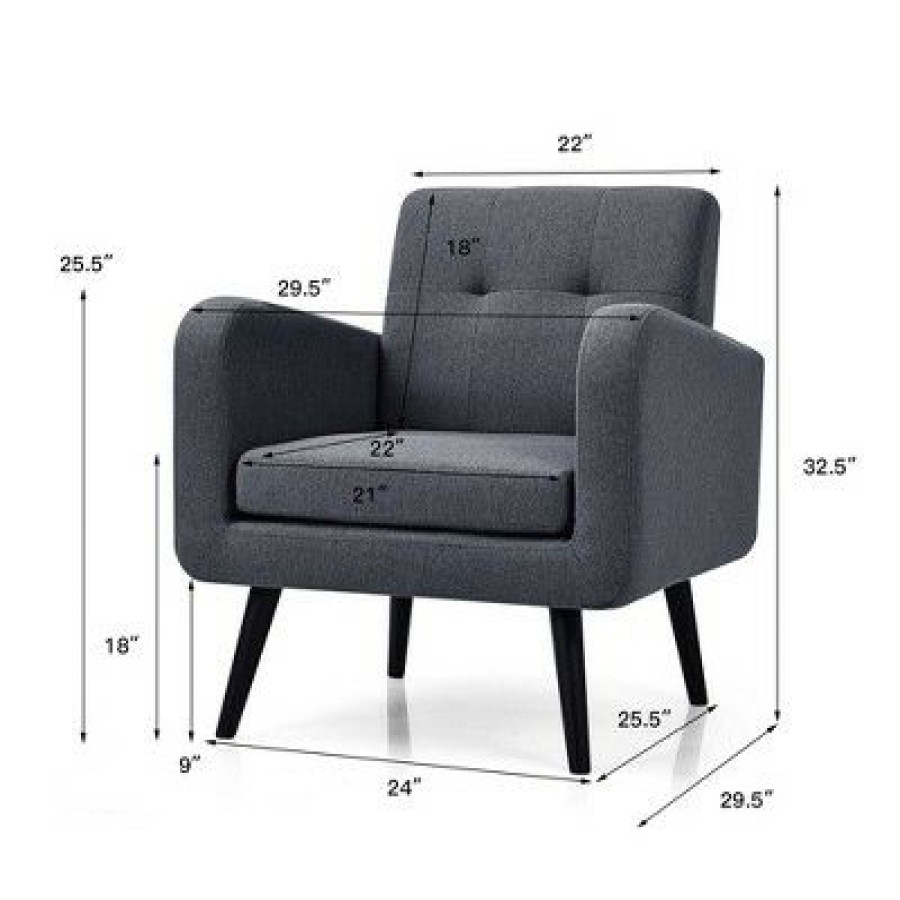 Costway 2Pcs Accent Armchair Single Sofa Chair Home Office W/ Wooden Legs | * Hot