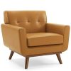 Engage Leather Lounge Accent Armchair Tan Modway | * Best