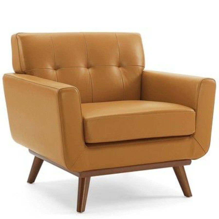 Engage Leather Lounge Accent Armchair Tan Modway | * Best