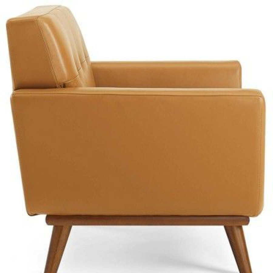 Engage Leather Lounge Accent Armchair Tan Modway | * Best