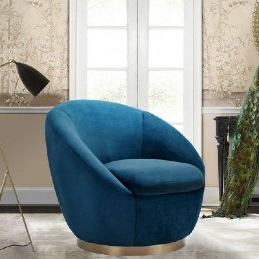 Yves Velvet Swivel Round Accent Chair Armen Living | * New