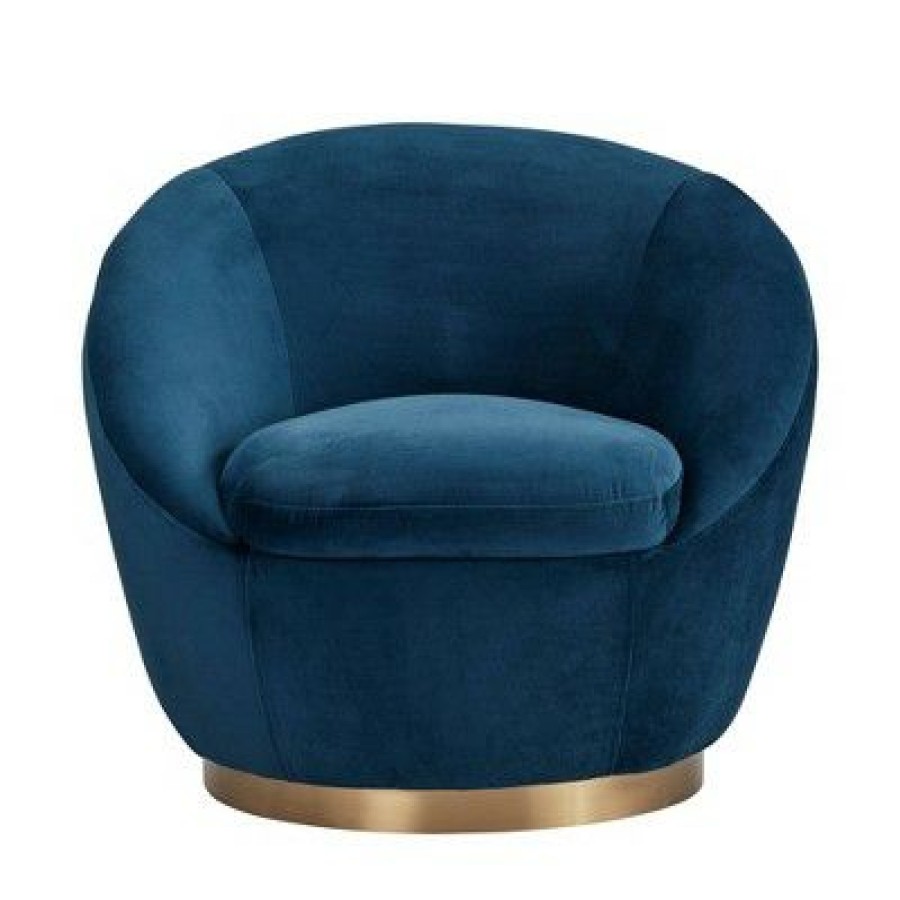 Yves Velvet Swivel Round Accent Chair Armen Living | * New