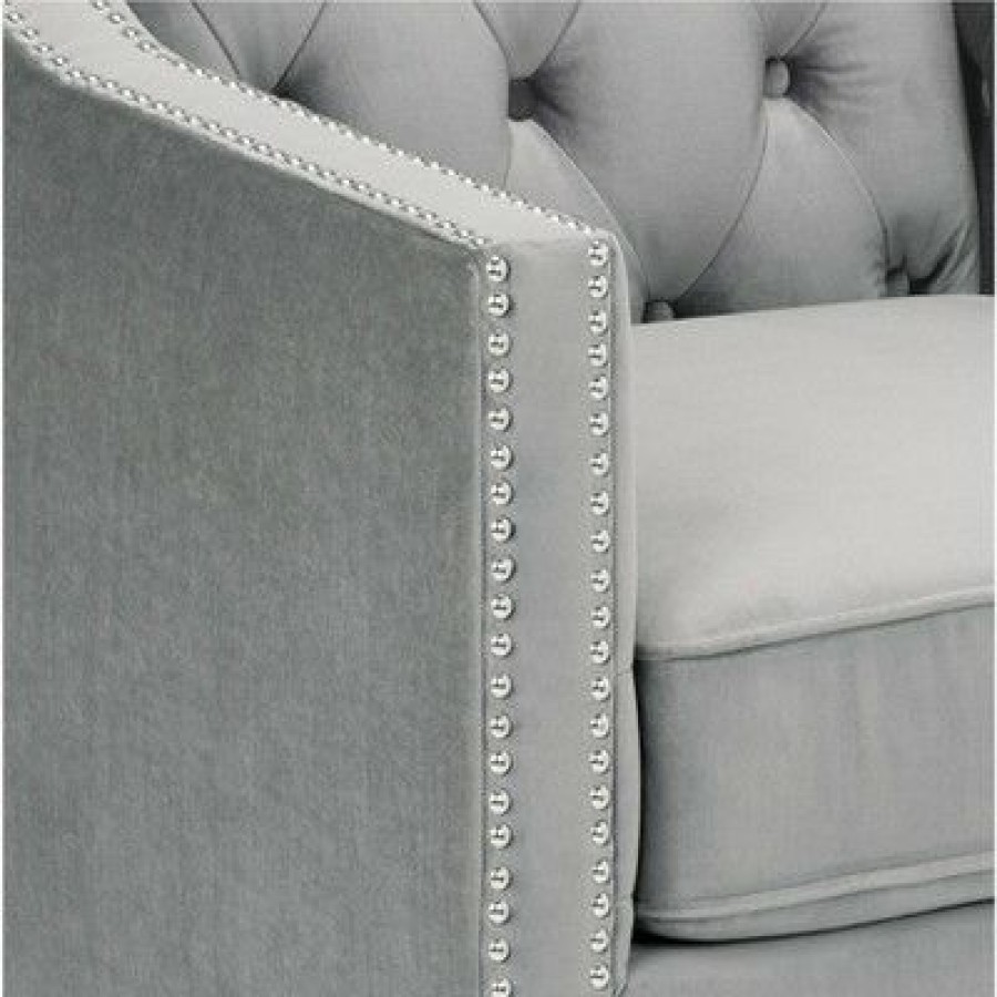 55 Downing Street Tiffany Gray Tufted Armchair | * Online