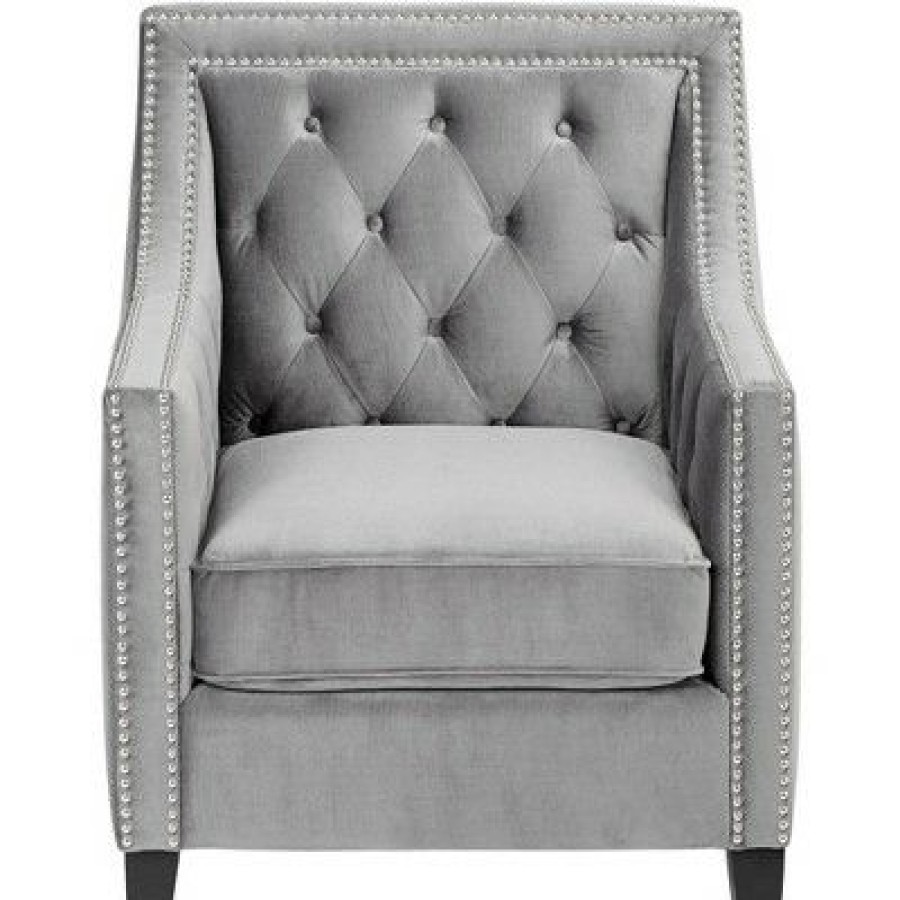 55 Downing Street Tiffany Gray Tufted Armchair | * Online