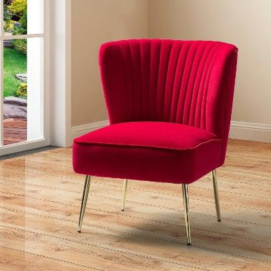 Quentin Velvet Accent Side Chair With Golden Metal Base | Karat Home | * Online