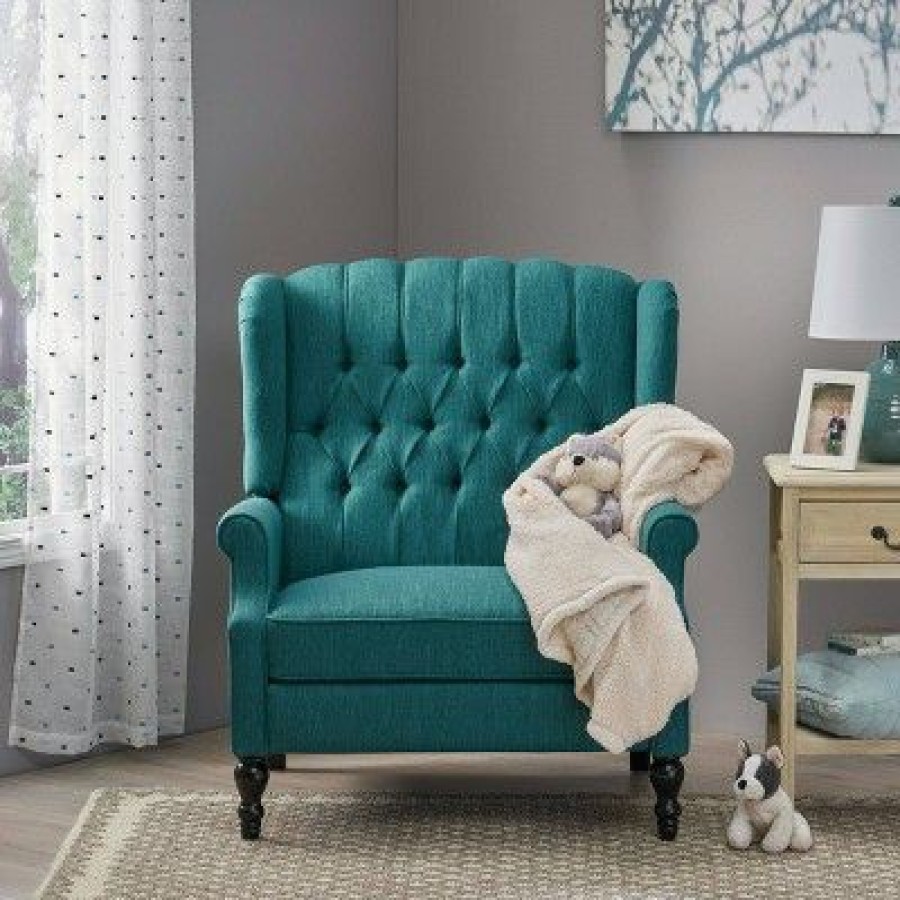 Apaloosa Oversized Wingback Press-Back Recliner Teal Christopher Knight Home | * Clearance