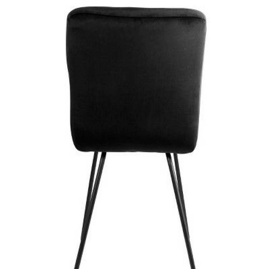 Elama 2 Piece Velvet Tufted Chairs In Black With Black Metal Legs | * Wholesale