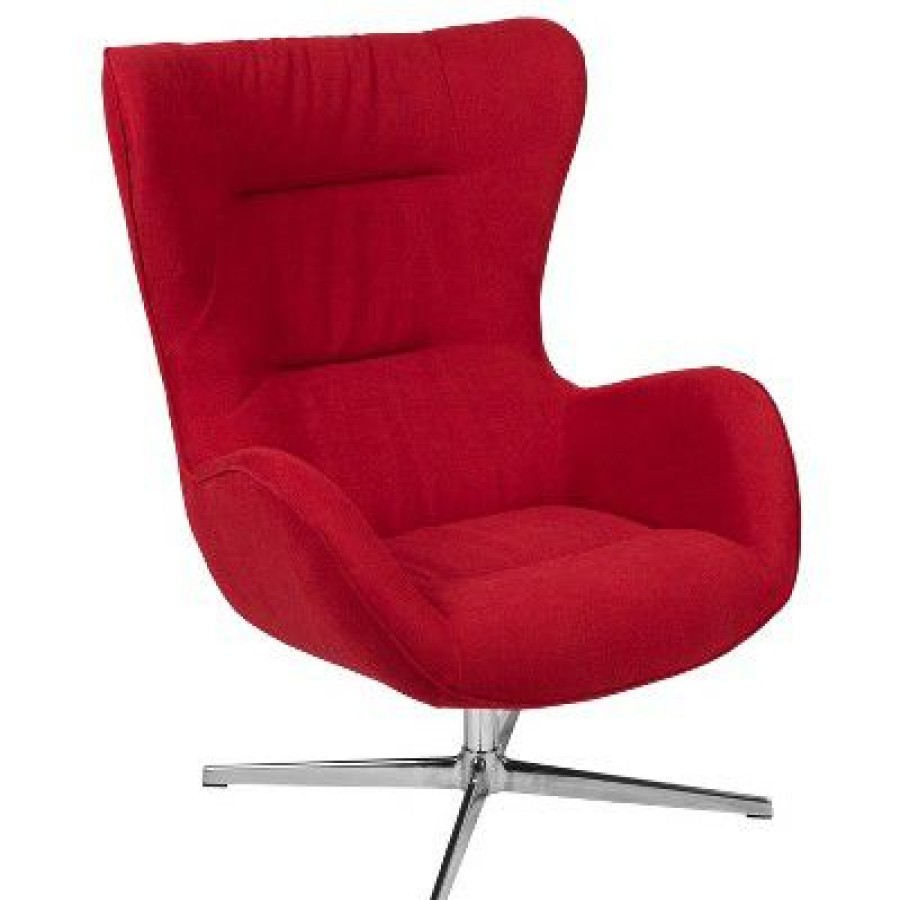 Flash Furniture High Back Swivel Wing Chair And Saddle Style Wing Ottoman Set | * Clearance