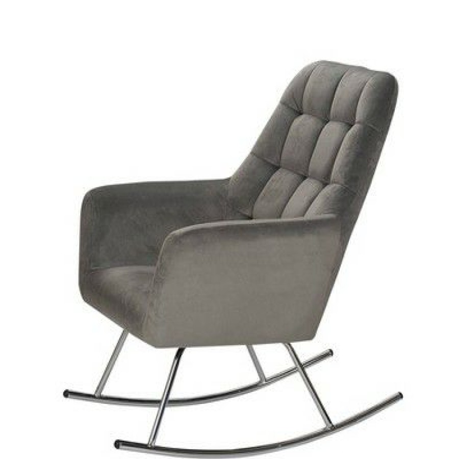 Gift Mark Deluxe Adult Rocking Chair With Chrome Legs Gray | * New