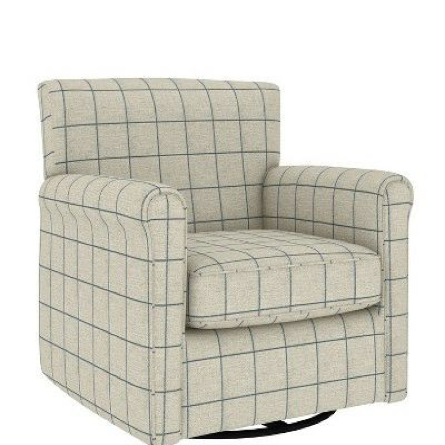 Tinsley Modern Rolled Arm Swivel Club Chair Checkered Handy Living | * Best