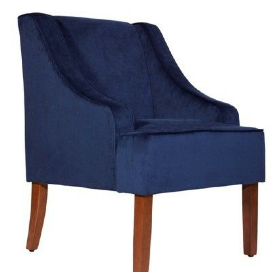 Fabric Upholste Wooden Accent Chair With Swooping Arms Benzara | * Hot