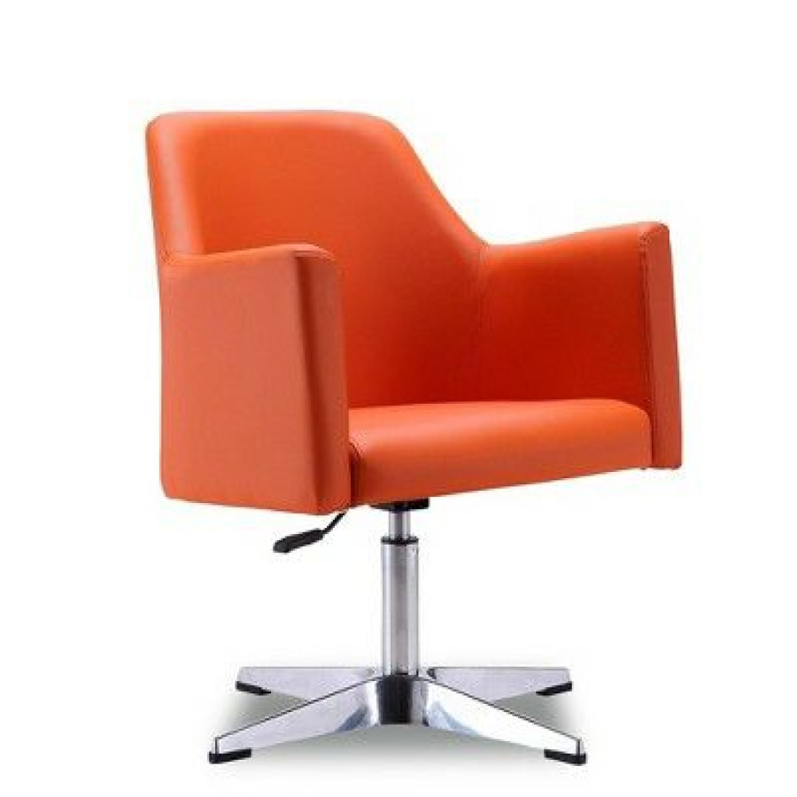 Set Of 2 Pelo Faux Leather Adjustable Height Swivel Accent Chairs Orange Manhattan Comfort | * Online