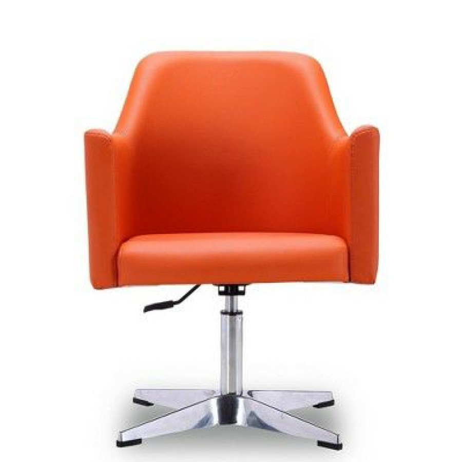 Set Of 2 Pelo Faux Leather Adjustable Height Swivel Accent Chairs Orange Manhattan Comfort | * Online