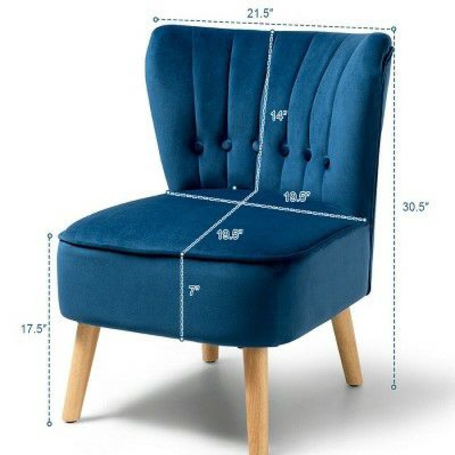 Costway 2Pcs Accent Chair Armless Leisure Chair Single Sofa W/ Wood Legs | * Wholesale