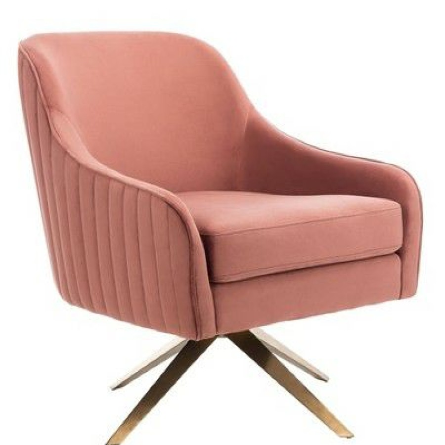 Leyla Channeled Velvet Accent Chair Dusty Rose Safavieh | * New