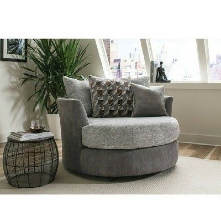 Saddlebrook T-Cushion Swivel Chair Light Gray/Gray/Brown Homes: Inside + Out | * Wholesale