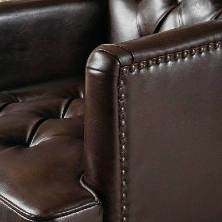 Malone Leather Club Chair Brown Christopher Knight Home | * Clearance