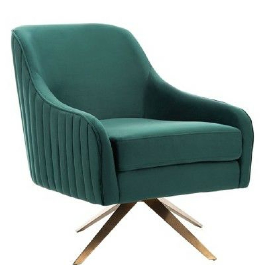 Leyla Channeled Velvet Accent Chair Emerald Safavieh | * Wholesale