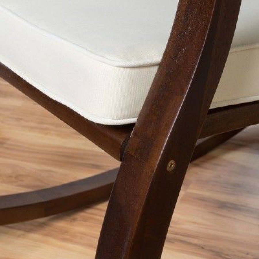 Abraham Wood Rocking Chair With Cushion Brown Mahogany Christopher Knight Home | * Clearance