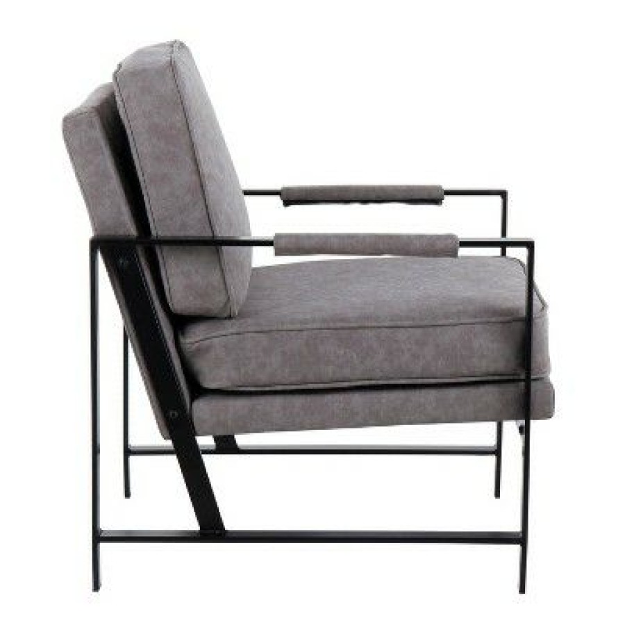 Franklin Arm Chair Leather/Steel Black/Gray Lumisource | * Online