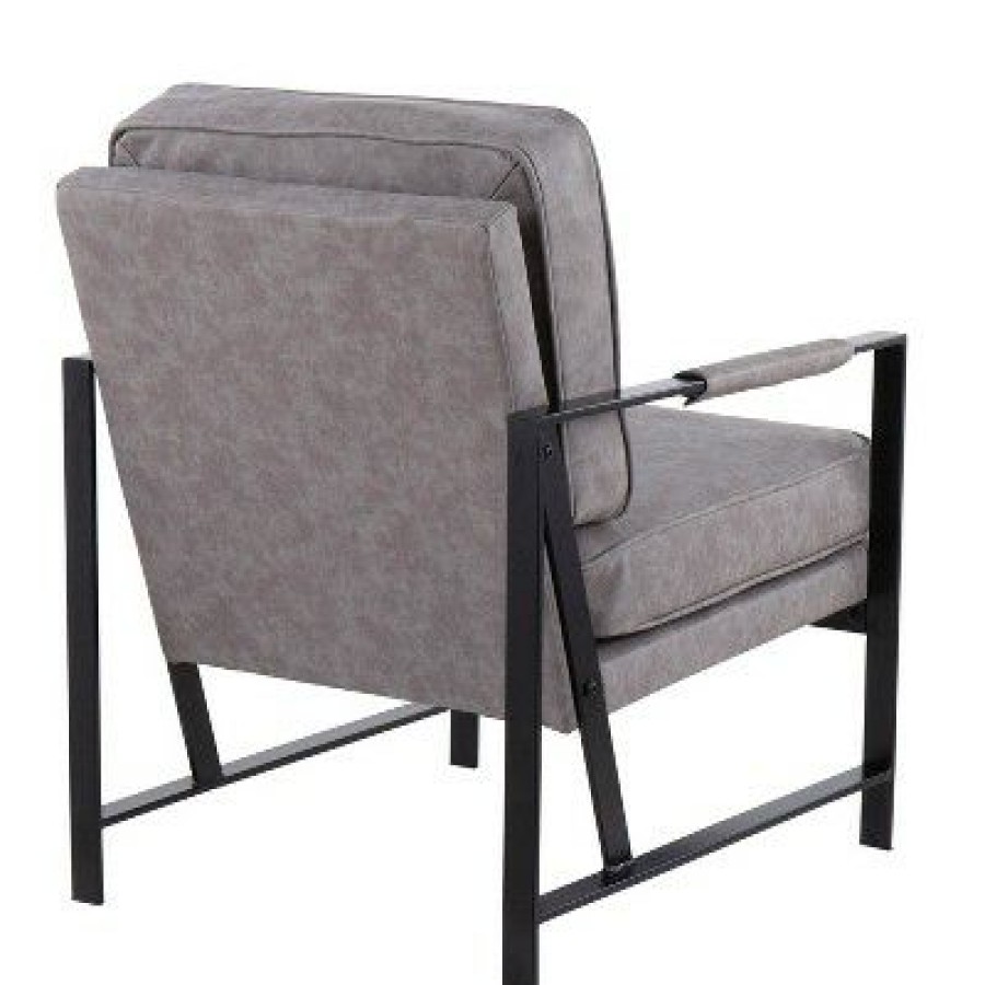 Franklin Arm Chair Leather/Steel Black/Gray Lumisource | * Online