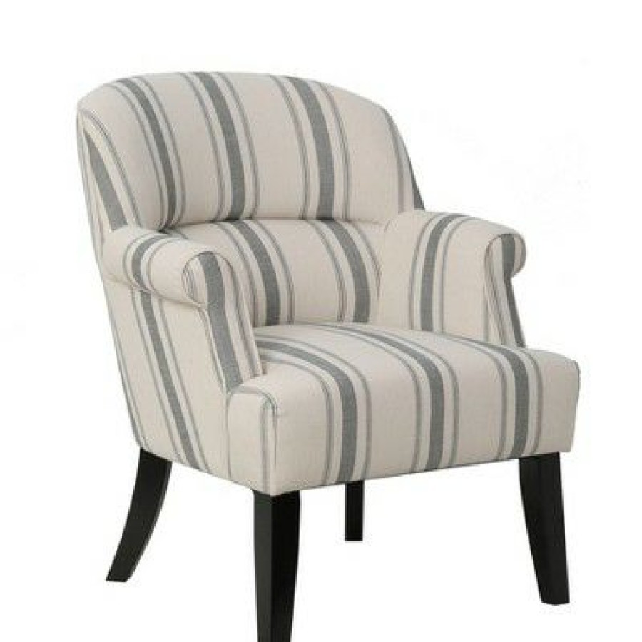 Upholstered Roll Arm Accent Chair Cambridge Black Stripe Homefare | * Wholesale