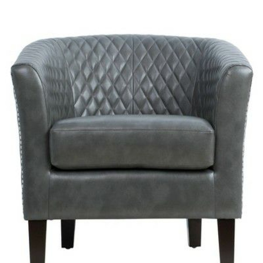 Upholstered Quilt Back Barrel Accent Chair Stormy Gray Homefare | * Wholesale