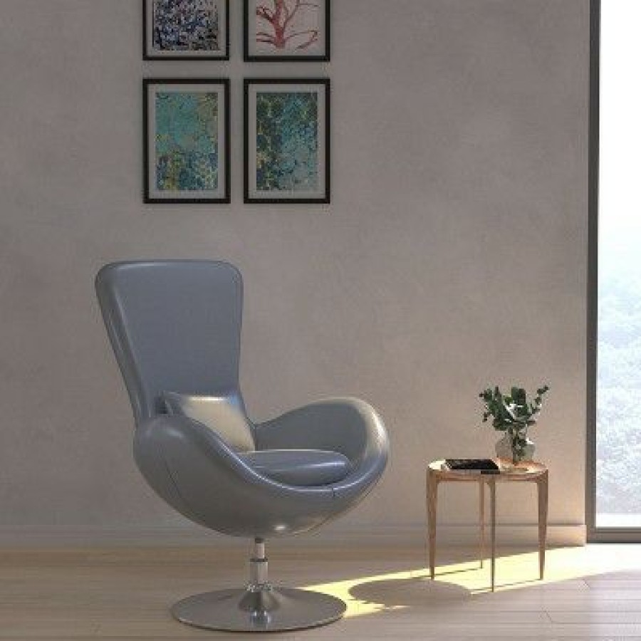 Merrick Lane High-Back Egg Style Lounge Chair With 360 Swivel Metal Base | * Best