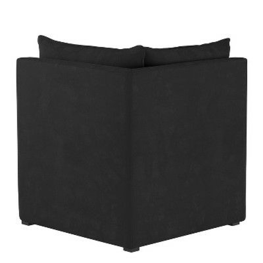 French Seamed Corner Chair Velvet Black Project 62 | * Clearance