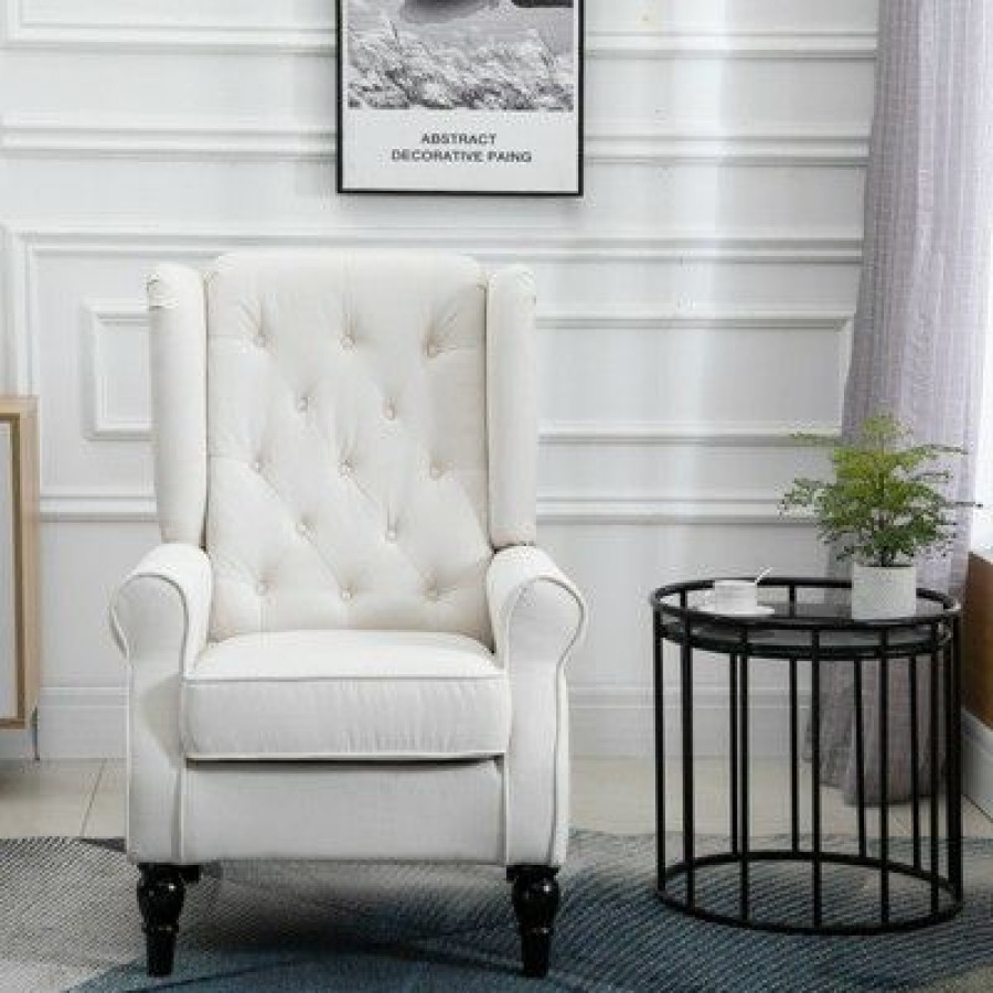 Homcom Fabric Tufted Wingback Accent Club Chair With Wooden Legs | * Best