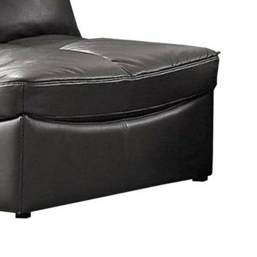 Chair With Leatherette Upholstery And Tufted Details Black Benzara | * Hot