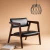 Eclair Mid-Century Leather Chair Black/Brown Safavieh | * New