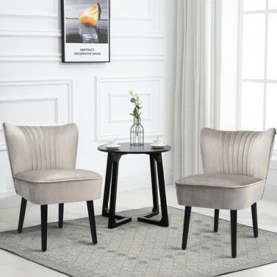 Costway Set Of 2 Armless Accent Chair Upholstered Leisure Chair Single Sofa | * Clearance