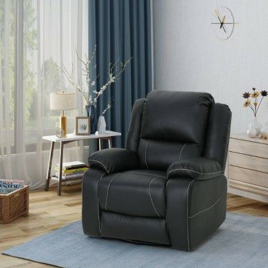 Malic Classic Tufted Pu Leather Swivel Recliner Christopher Knight Home | * Hot