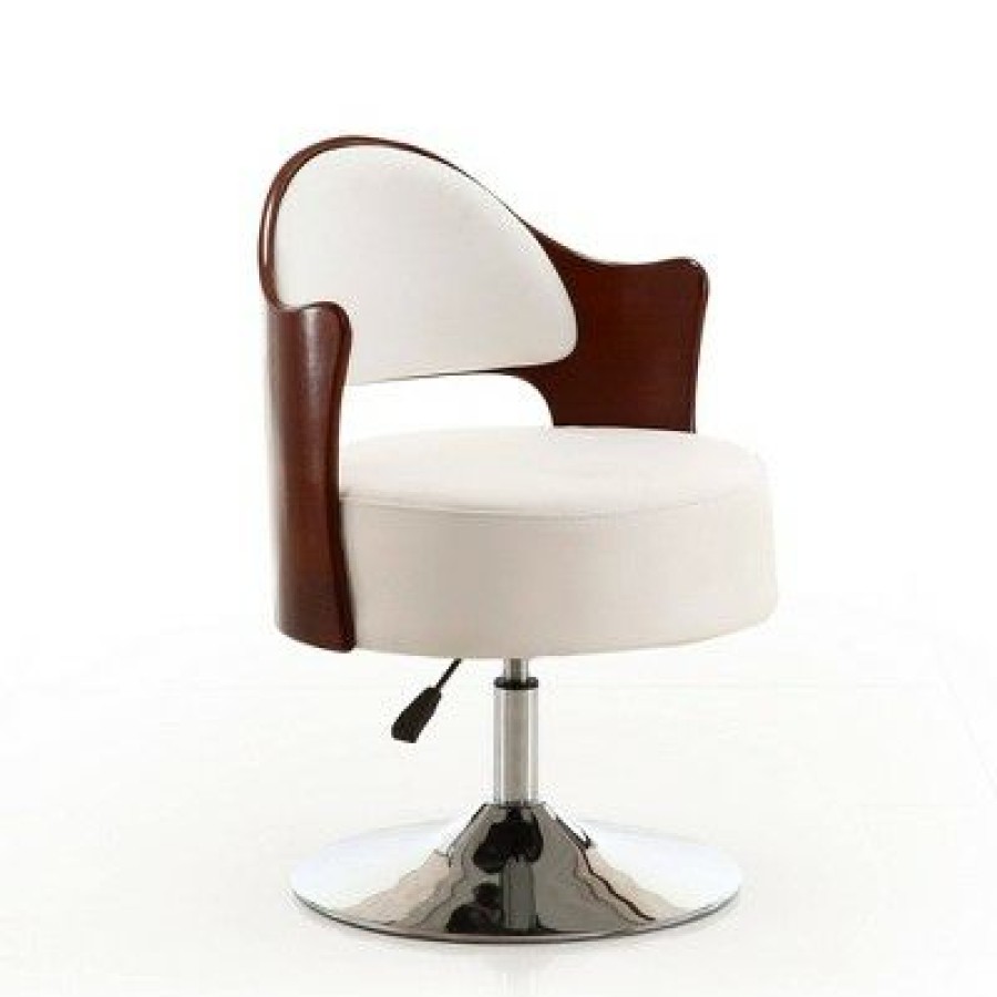 Set Of 2 Bopper Faux Leather Adjustable Height Swivel Accent Chairs White Manhattan Comfort | * Clearance