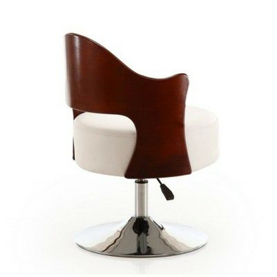 Set Of 2 Bopper Faux Leather Adjustable Height Swivel Accent Chairs White Manhattan Comfort | * Clearance