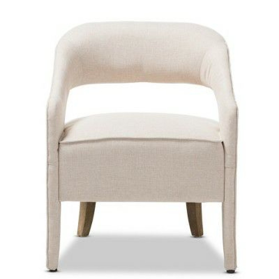 Floriane Modern And Contemporary Fabric Upholstered Lounge Chair Beige Baxton Studio | * Clearance