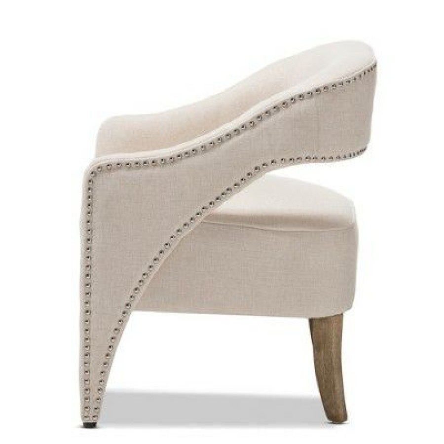 Floriane Modern And Contemporary Fabric Upholstered Lounge Chair Beige Baxton Studio | * Clearance