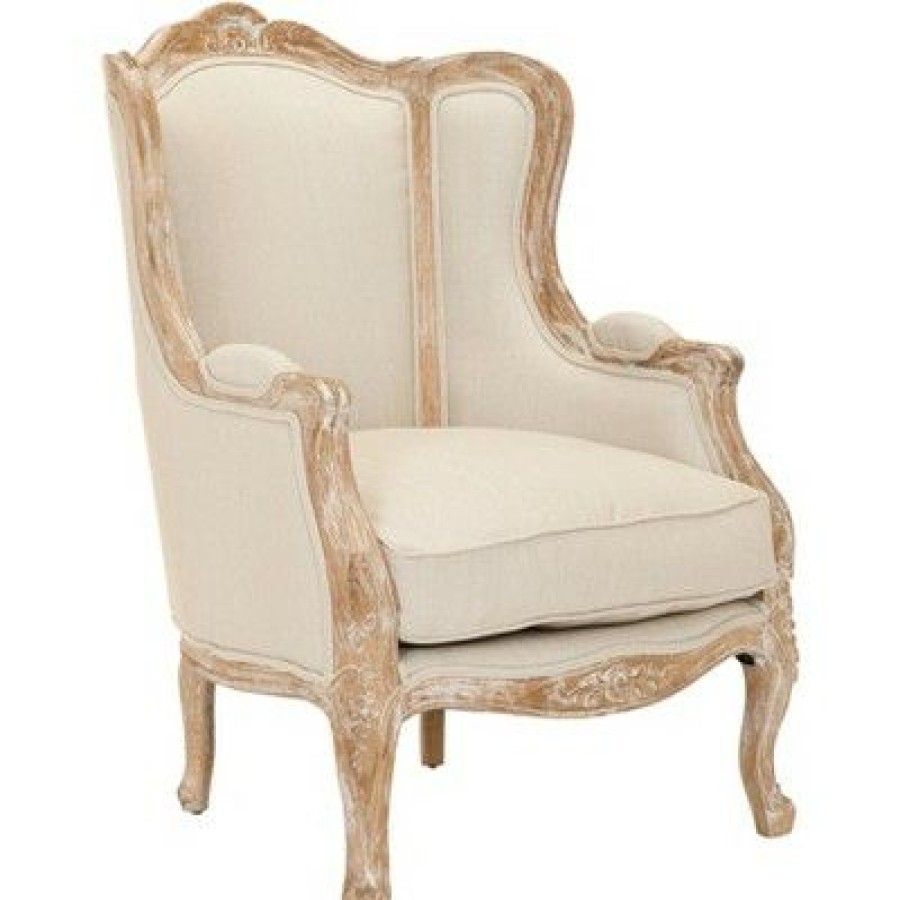 Fallon Linen Wing Chair Natural Linen Safavieh | * Online