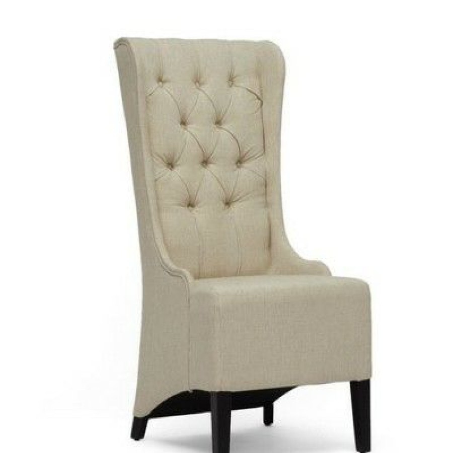 Vincent Linen Modern Accent Chair Beige Baxton Studio | * Clearance