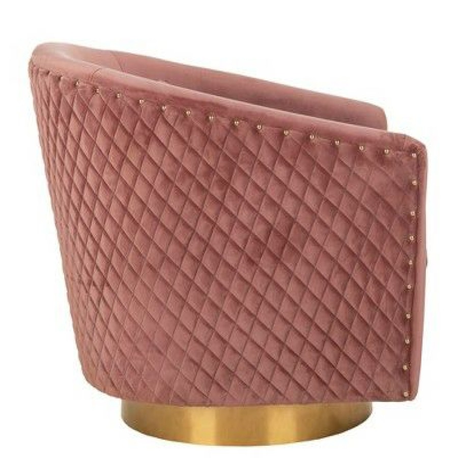 Clara Quilted Swivel Tub Chair Dusty Rose Safavieh | * Wholesale