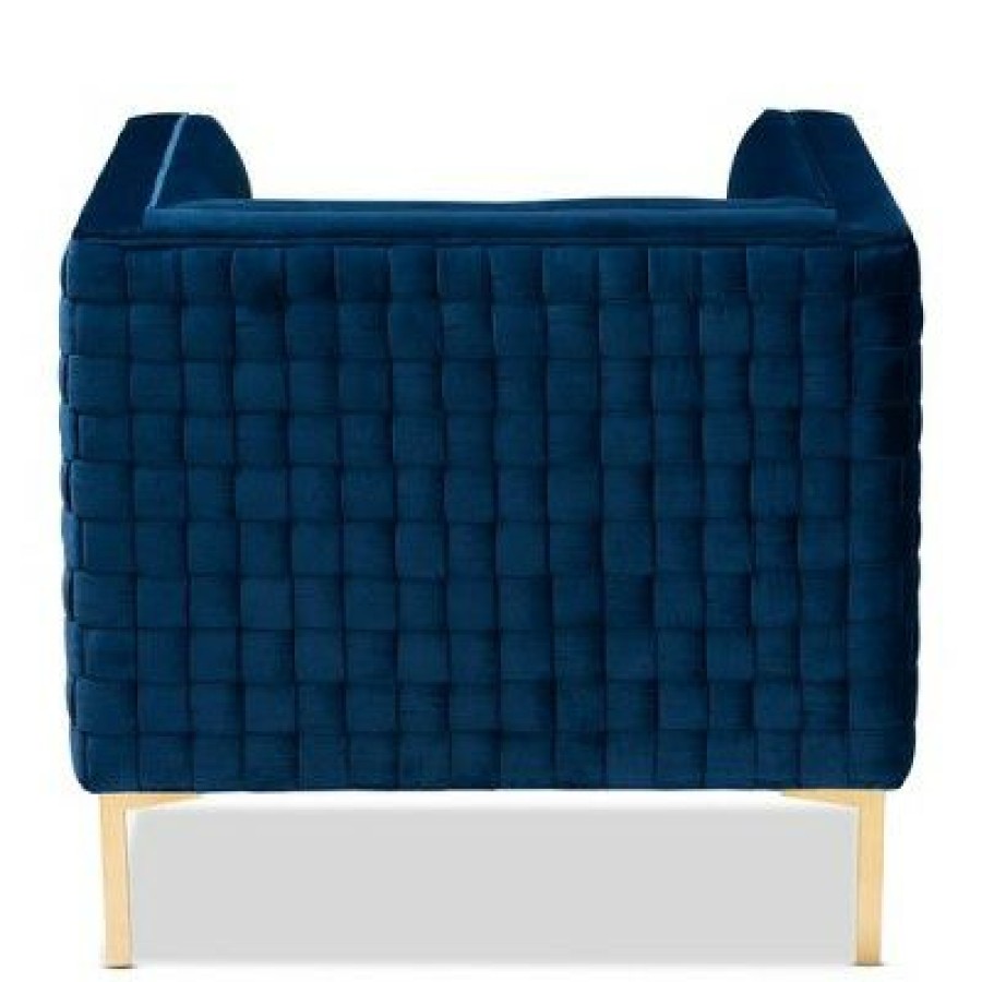 Seraphin Velvet Upholstered Chair Blue/Gold Baxton Studio | * Clearance