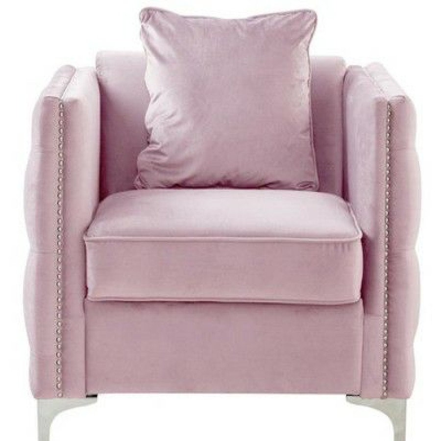 Simple Relax Pink Velvet Chair With 1 Pillow | * Hot