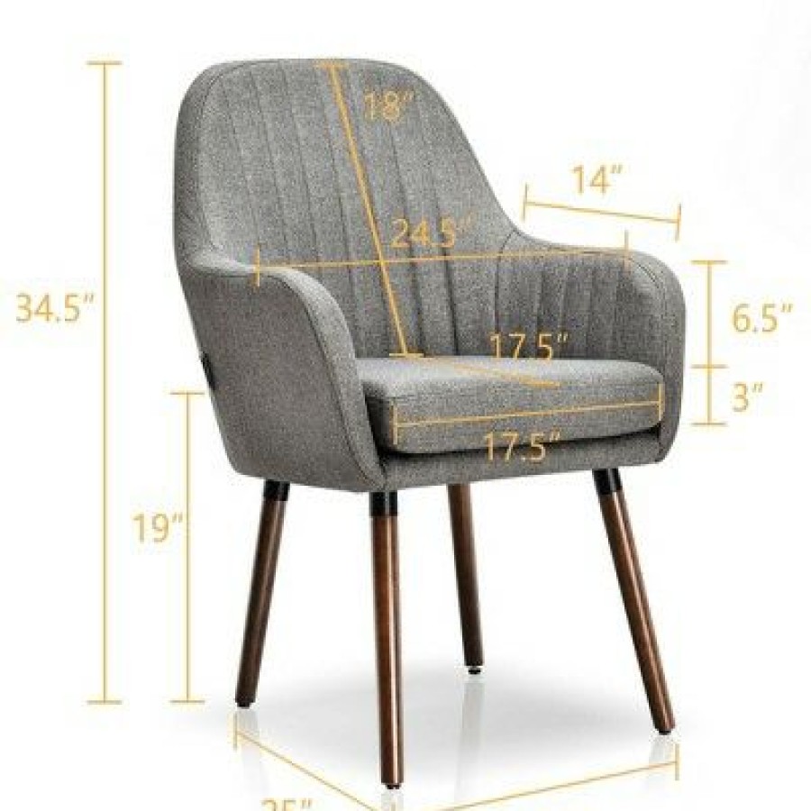 Costway Set Of 2 Accent Chairs Fabric Upholstered Armchairs W/Wooden Legs / | * Best